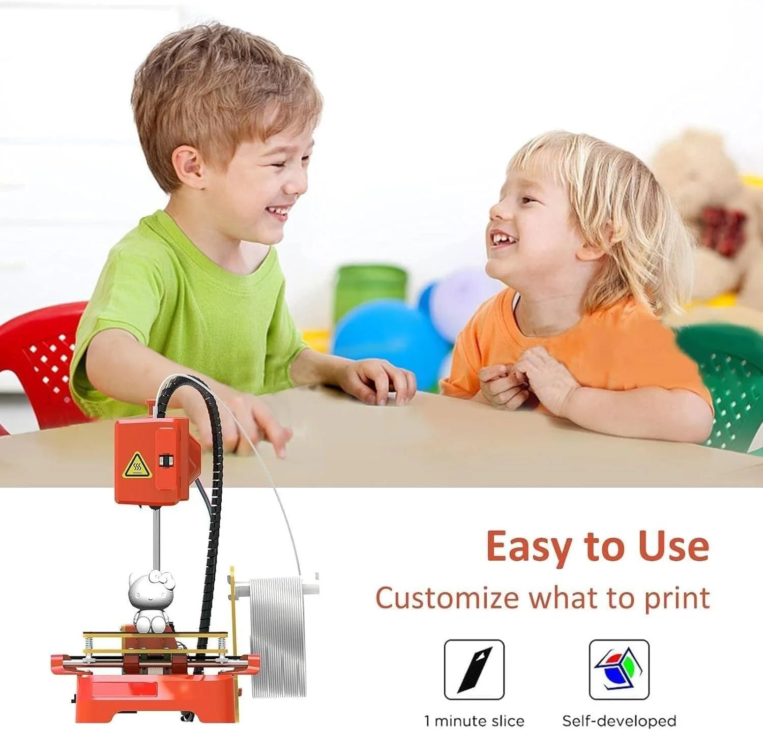 کیت پرینتر سه بعدی مینی رومیزی DIY، پرینتر سه بعدی با فیلامنت PLA، صفحه جداشدنی مغناطیسی، کابل USB، کارت TF، حداکثر سرعت چاپ 40 میلی متر بر ثانیه، برای مبتدیان، کودکان و نوجوانان