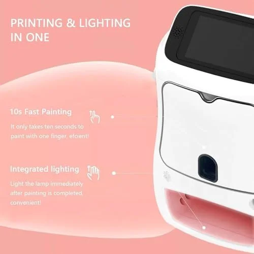 دستگاه چاپ ناخن هوشمند سه بعدی - دستگاه خودکار طراحی ناخن، نقاشی سریع 20 ثانیه ای، صفحه لمسی، اتصال WiFi/USB، ایده آل برای خانه و سالن های ناخن، طراحی دیجیتال بنفش