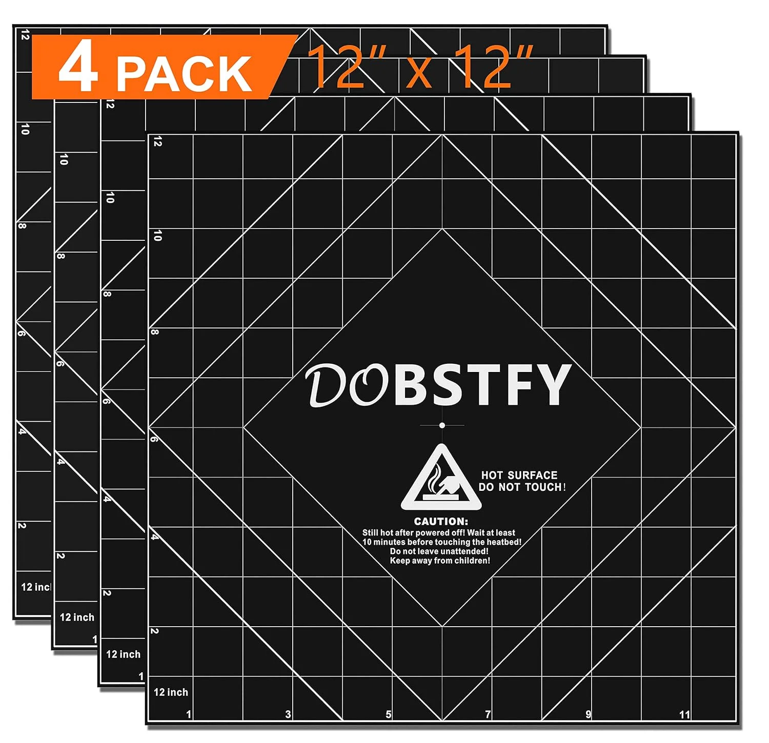 سطح ساخت چاپ سه بعدی DOBSTFY، با برچسب ورقه پلتفرم بستر حرارتی چاپگر سه بعدی چسب ممتاز، برای Ender 3 Max Neo/CR 3040 Pro/CR 10 V3/CR 10S Pro V2/Ender 3 S1 Plus/4Pack 12x12 اینچ (305mmx305mm)