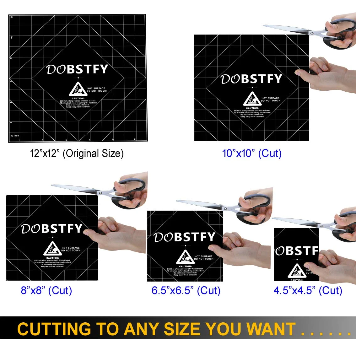 سطح ساخت چاپ سه بعدی DOBSTFY، با برچسب ورقه پلتفرم بستر حرارتی چاپگر سه بعدی چسب ممتاز، برای Ender 3 Max Neo/CR 3040 Pro/CR 10 V3/CR 10S Pro V2/Ender 3 S1 Plus/4Pack 12x12 اینچ (305mmx305mm)