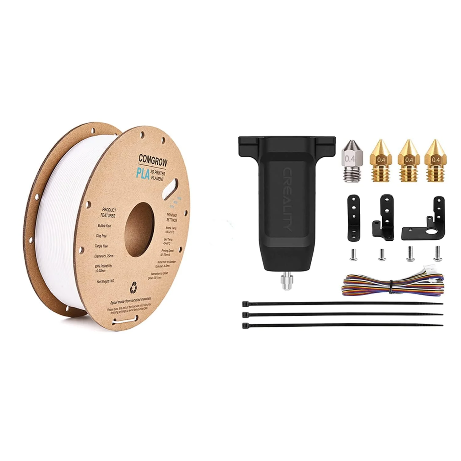 فیلامنت پرینتر سه بعدی PLA کامگرو سفید و کیت حسگر تراز خودکار بستر کرالیتی CR Touch