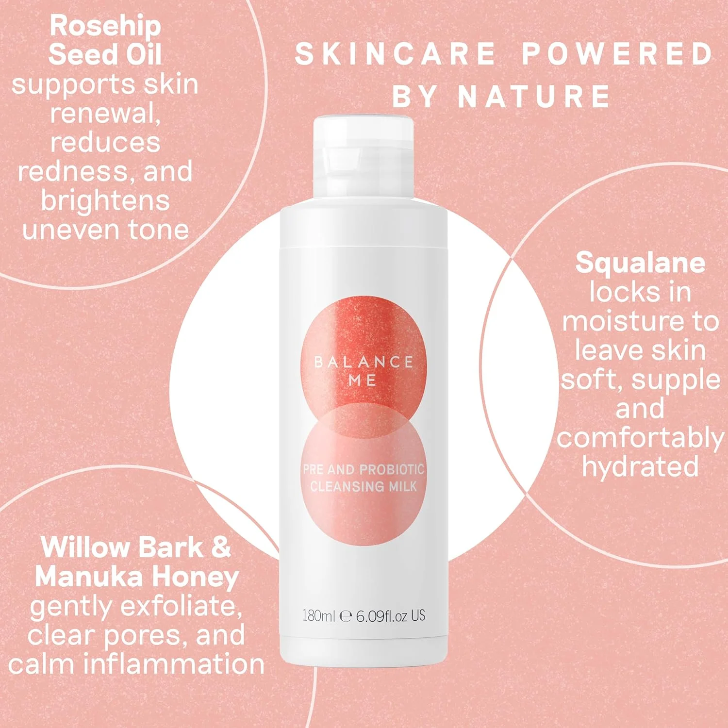 شیر پاک کننده صورت بالانس می، حاوی پری بیوتیک و پروبیوتیک، بدون عطر، 180 میلی لیتر