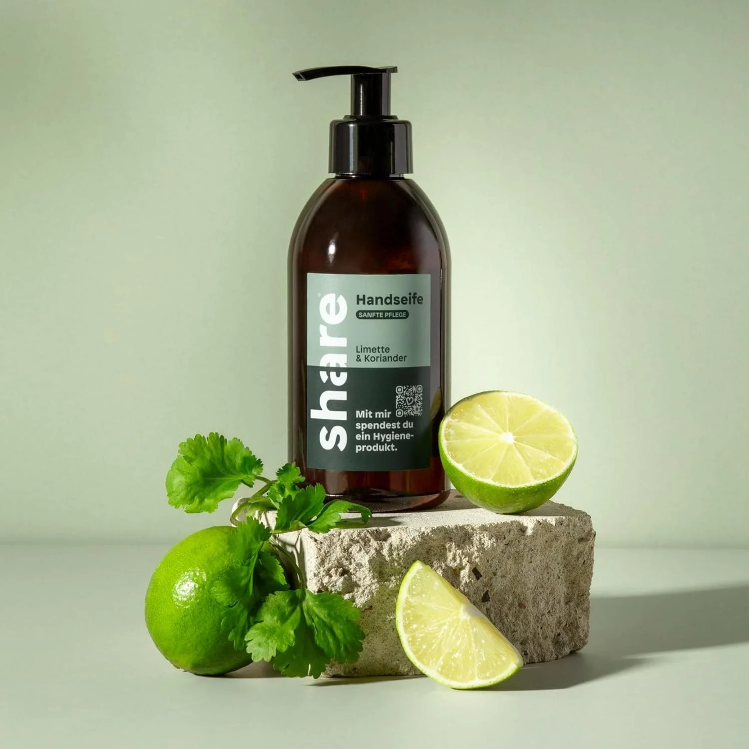 مایع دستشویی لیمو و گشنیز share - پاک کننده ملایم و رایحه ای تازه بدون میکروپلاستیک - مایع دستشویی وگان در ظرف پمپی (6 عدد x 250 میلی لیتر)، مایع دستشویی وگان با pH خنثی، پخش کننده محصولات بهداشتی