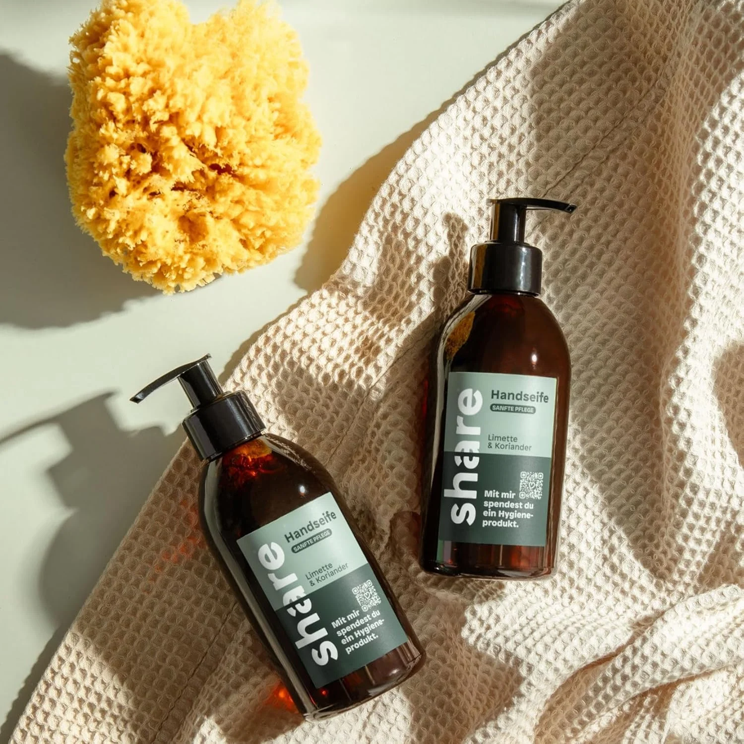 مایع دستشویی لیمو و گشنیز share - پاک کننده ملایم و رایحه ای تازه بدون میکروپلاستیک - مایع دستشویی وگان در ظرف پمپی (6 عدد x 250 میلی لیتر)، مایع دستشویی وگان با pH خنثی، پخش کننده محصولات بهداشتی