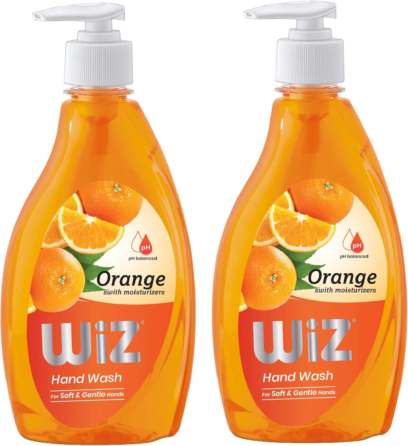 مایع دستشویی ویز با pH متعادل، مرطوب کننده اضافی، رایحه پرتقال، محافظت کامل برای دست های نرم و لطیف، بطری پمپی 450 میلی لیتری - بسته 2 عددی