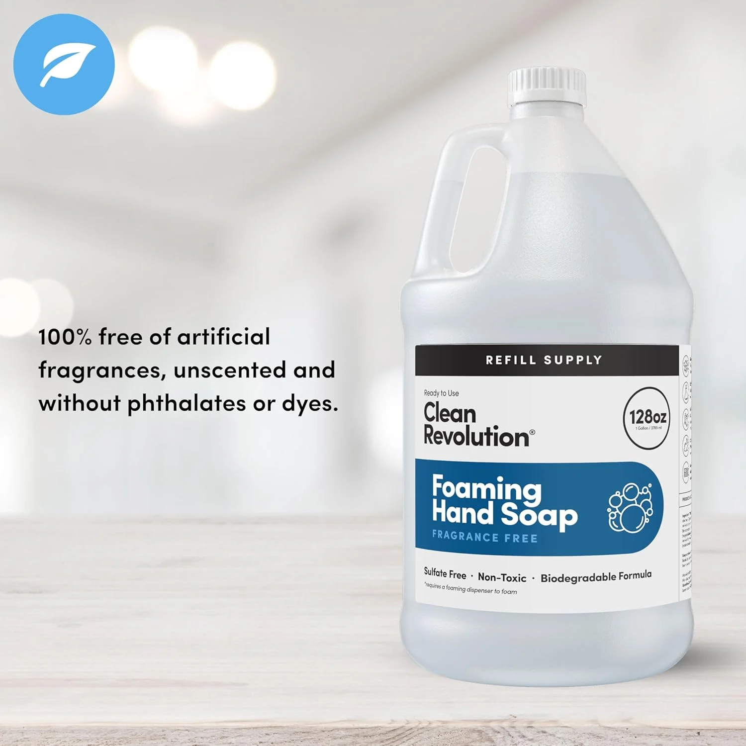 مایع دستشویی فومینگ پاک کننده، ملایم، مرطوب کننده و سازگار با محیط زیست، فرمول آماده مصرف، بدون گلوتن، بدون بو، 128 Fl Oz