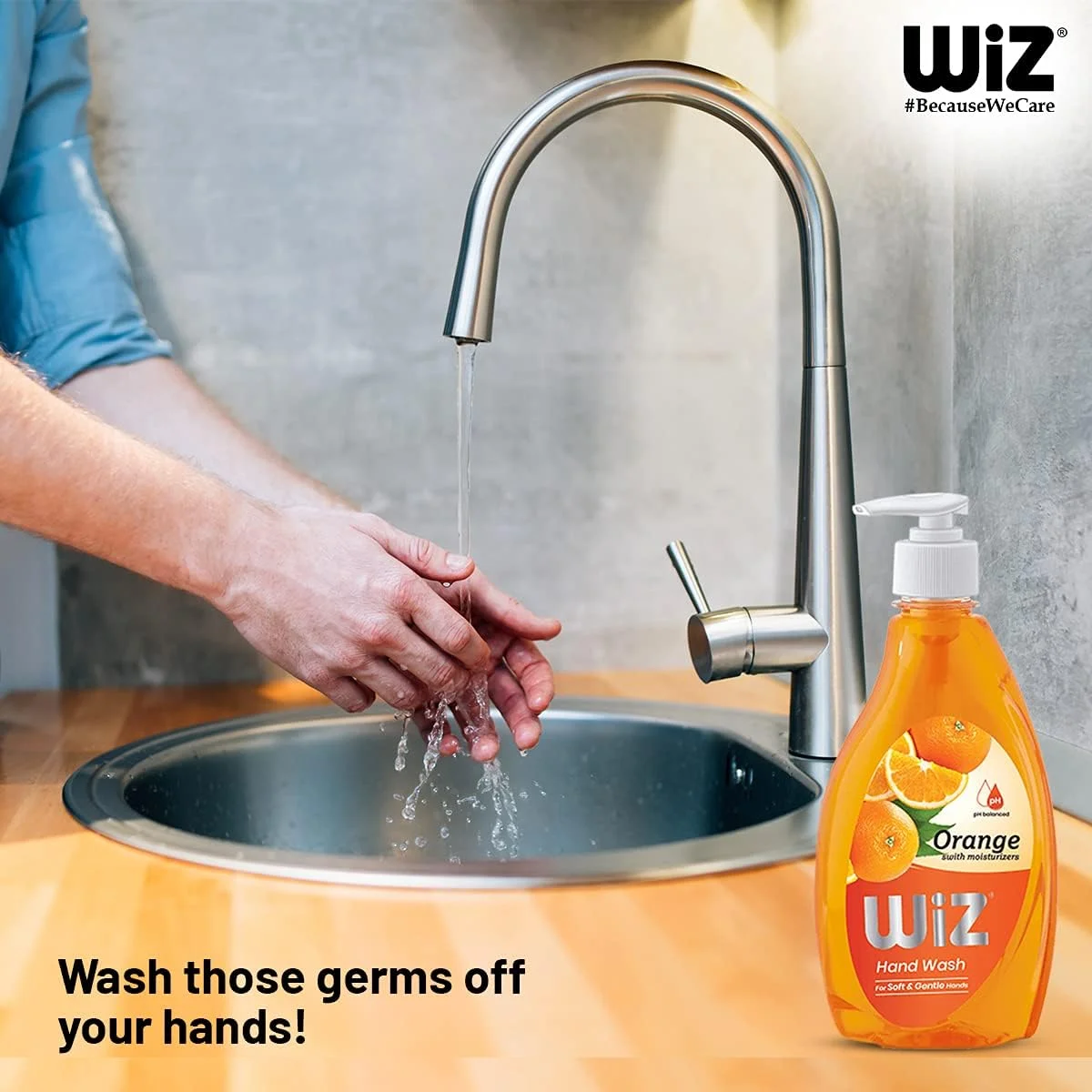 مایع دستشویی ویز با pH متعادل، مرطوب کننده اضافی، رایحه پرتقال، محافظت کامل برای دست های نرم و لطیف، بطری پمپی 450 میلی لیتری - بسته 2 عددی