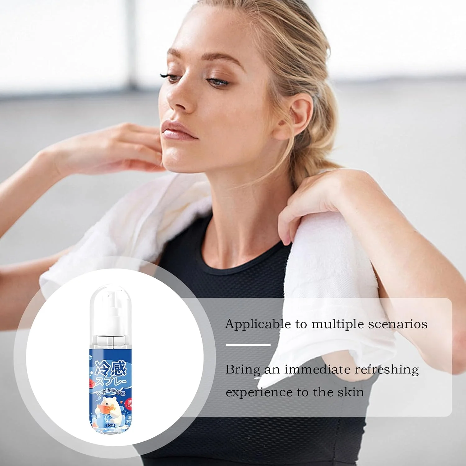 اسپری خنک کننده | مه خنک کننده بدن برای خنک شدن فوری | مه مرطوب کننده، طراوت بخش و تسکین دهنده با ماندگاری طولانی برای روزهای گرم، مسافرت و آب و هوای تابستانی