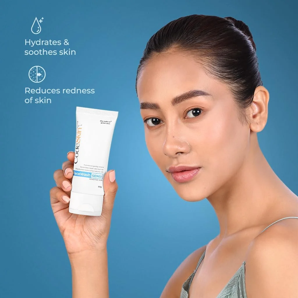 فیس واش سنسی - پاک کننده فومینگ آبرسان برای پوست حساس، حاوی لاکتیک اسید، روغن دانه میدوفوم و سرامید NP، ملایم و مغذی، بدون عطر، بدون پارابن، بدون سولفات