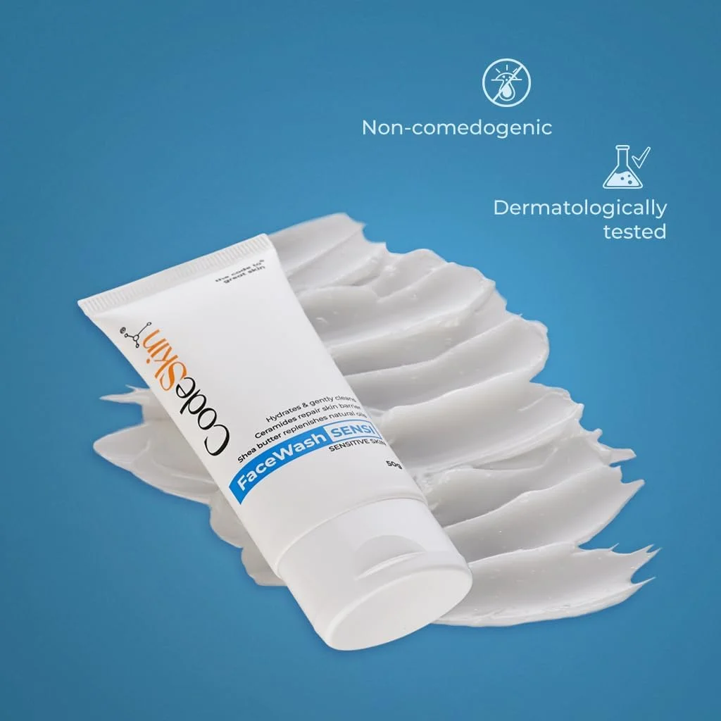 فیس واش سنسی - پاک کننده فومینگ آبرسان برای پوست حساس، حاوی لاکتیک اسید، روغن دانه میدوفوم و سرامید NP، ملایم و مغذی، بدون عطر، بدون پارابن، بدون سولفات
