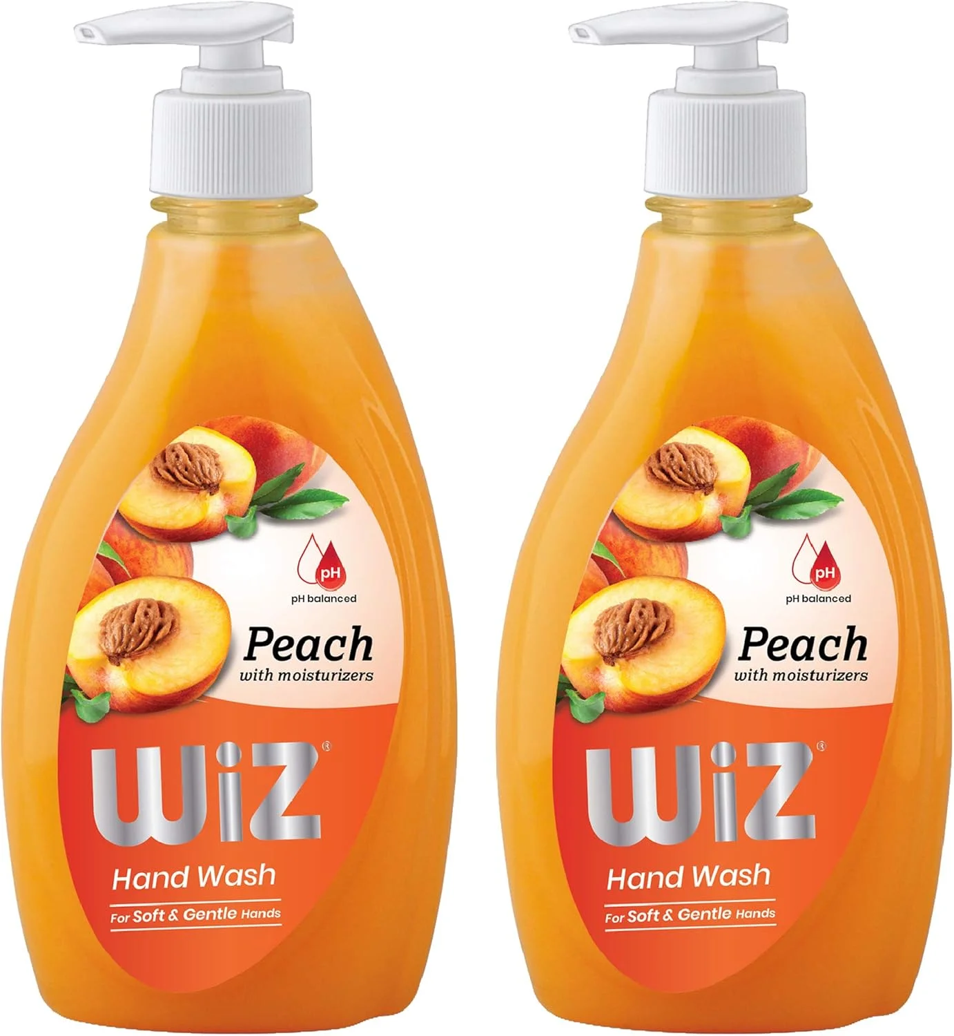 مایع دستشویی ویز با pH متعادل، مرطوب کننده اضافی، رایحه هلو، محافظت کامل برای دست های نرم و لطیف، بطری پمپی 450 میلی لیتری - بسته 2 عددی