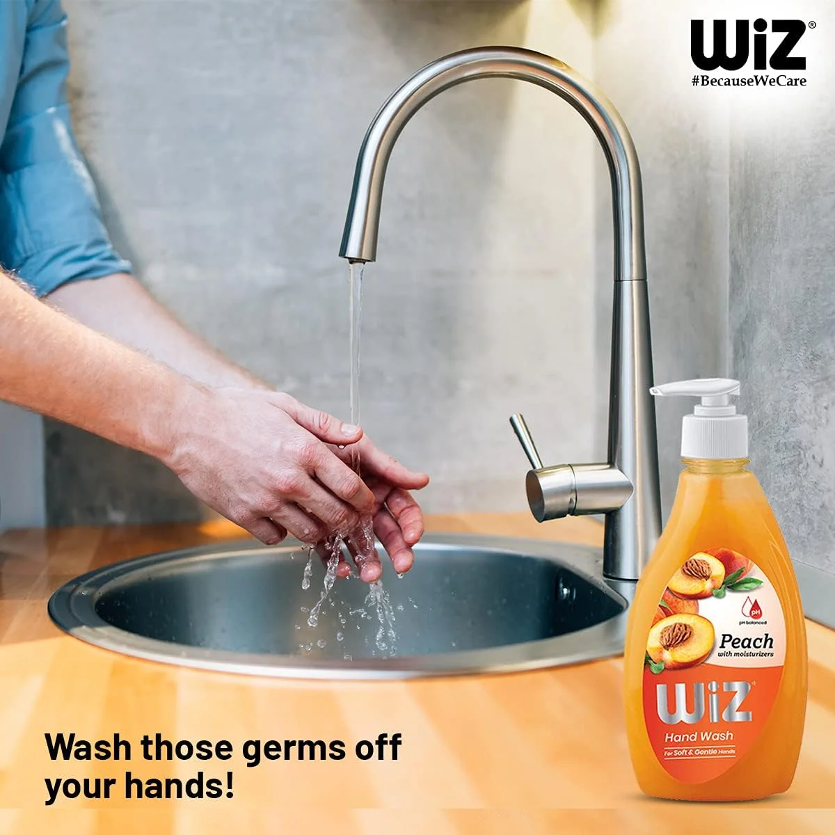 مایع دستشویی ویز با pH متعادل، مرطوب کننده اضافی، رایحه هلو، محافظت کامل برای دست های نرم و لطیف، بطری پمپی 450 میلی لیتری - بسته 2 عددی