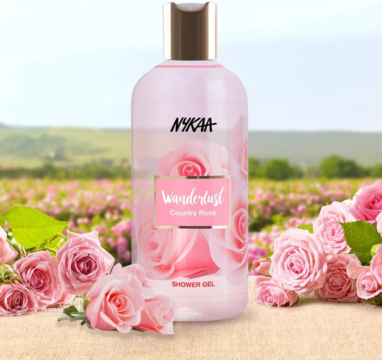 ژل دوش رز روستایی Wanderlust، 300 میلی لیتر | مغذی و آبرسان | پاک کننده ملایم | رایحه گل رز روستایی | غنی شده با آلوئه ورا | فرمول وگان بدون پارابن | مناسب برای انواع پوست