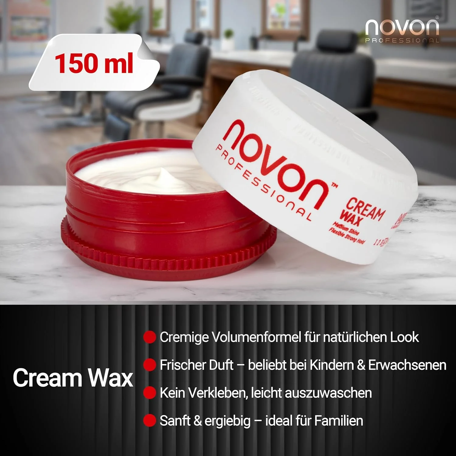 واکس موی کرمی حرفه ای نوون | واکس مو | پماد مو 150 میلی لیتر | فرمول کرمی | رایحه تازه | ملایم و مقرون به صرفه | بدون چسبندگی | شستشوی آسان | مناسب برای کودکان، نوجوانان و بزرگسالان