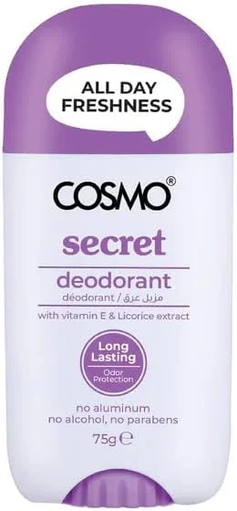 دئودورانت زنانه COSMO Beauty – طراوت تمام روز، محافظت طولانی مدت در برابر بو، 75 گرم | ملایم روی پوست، رایحه زنانه، استفاده روزانه (75 گرم، Secret)