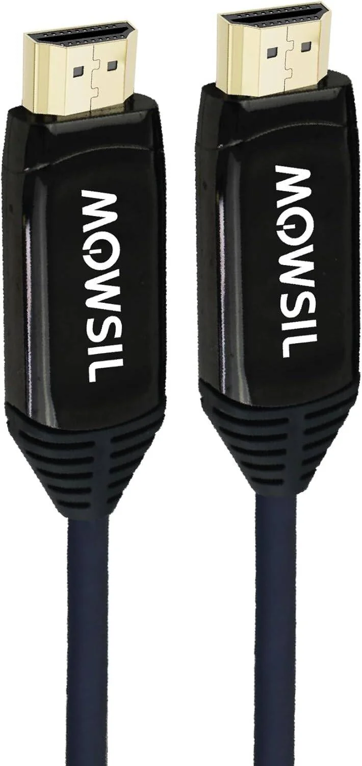 کابل فیبر نوری فعال MOWSIL (AOC) 4K@60Hz 20 متری، سرعت بالا 18 گیگابیت بر ثانیه، کابل UHD 4K HDMI 2.0، فیبر/مس ترکیبی، کانکتورهای روکش طلای 24 عیار، 20 متر | MOAC20