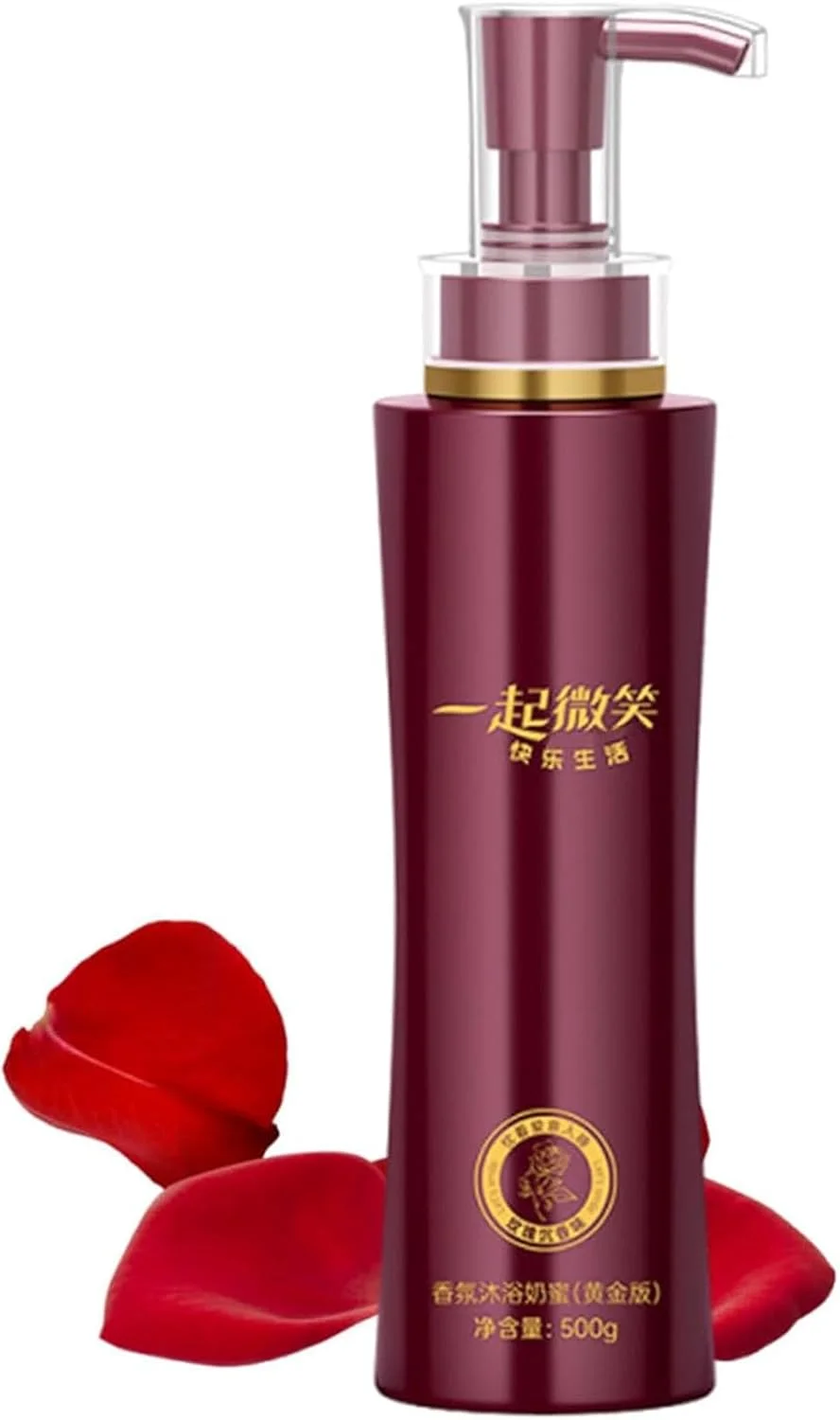 شامپو بدن با رایحه گل رز، شامپو بدن آبرسان، ژل دوش درخشان کننده طلایی 500 میلی لیتر، ژل دوش مرطوب کننده عمیق و ماندگار برای پوست خشک، پاک کننده ملایم برای انواع پوست (1 عدد)