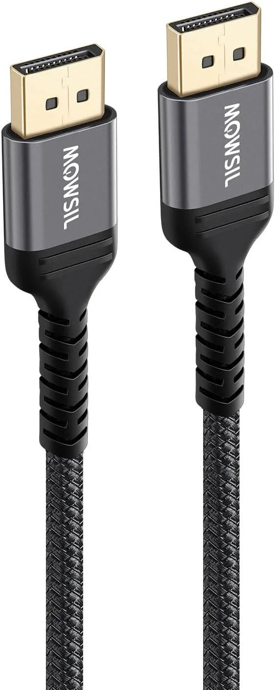 کابل DisplayPort موسیل 2 متری، 4K@60Hz/2K@165Hz، کابل DP به DP 1.2، سرعت بالا 18 گیگابیت بر ثانیه، روکش نایلونی بافته شده، کانکتورهای آلومینیومی، برای کامپیوتر گیمینگ، مانیتور، کارت گرافیک، 2 متر، خاکستری | MODB2