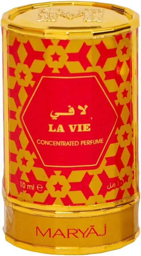 روغن عطر غلیظ مریج لا وی، مناسب برای آقایان و بانوان، عطر بدون الکل، 10 میلی لیتر، بطری قرمز و طلایی شیک