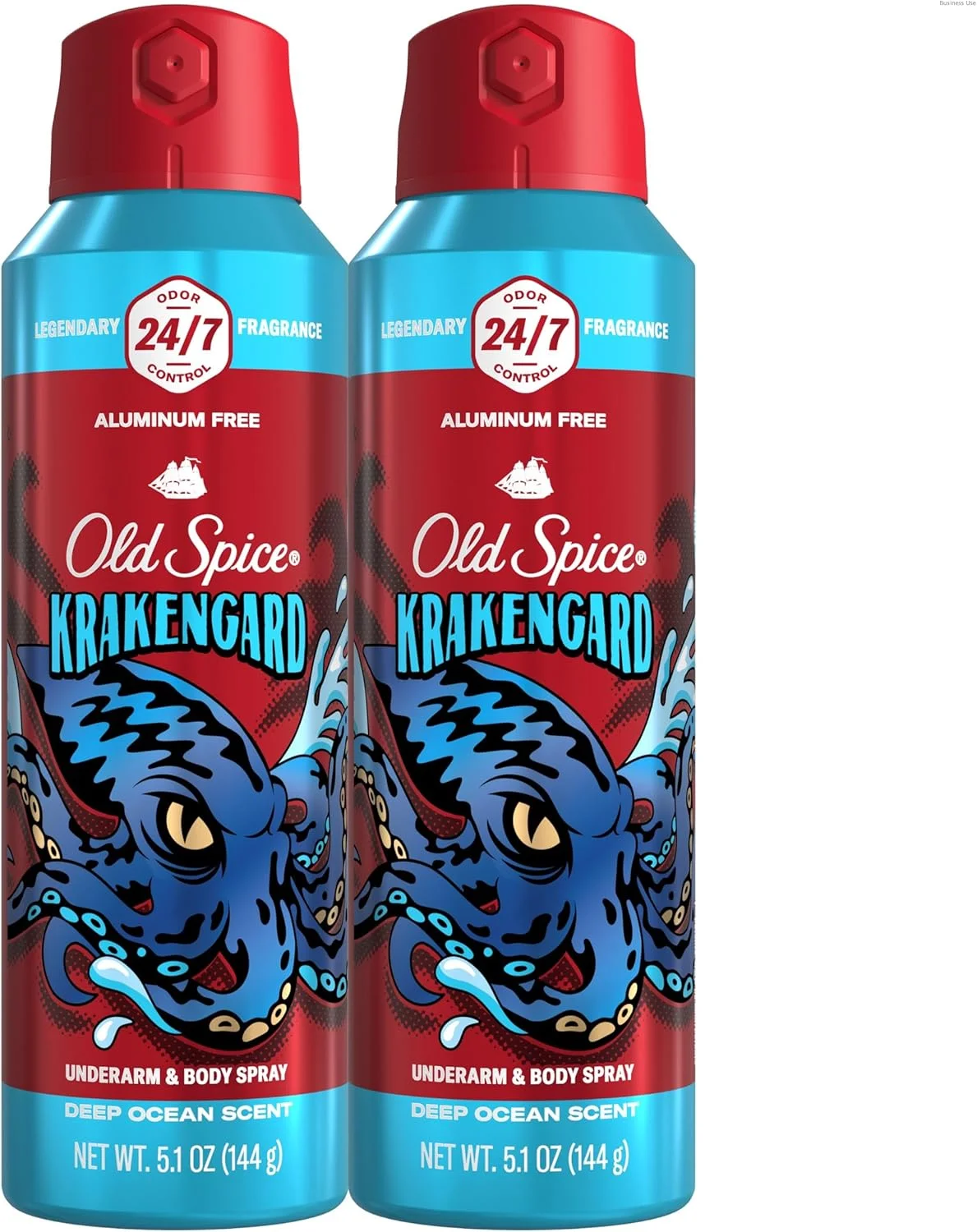 اسپری بدن مردانه بدون آلومینیوم اولد اسپایس، محافظت 24 ساعته در برابر بو، رایحه و طراوت ماندگار 24 ساعته، رایحه با کیفیت ادکلن، کراکنگارد با رایحه اقیانوس عمیق، 150 میلی لیتر (بسته 2 عددی)