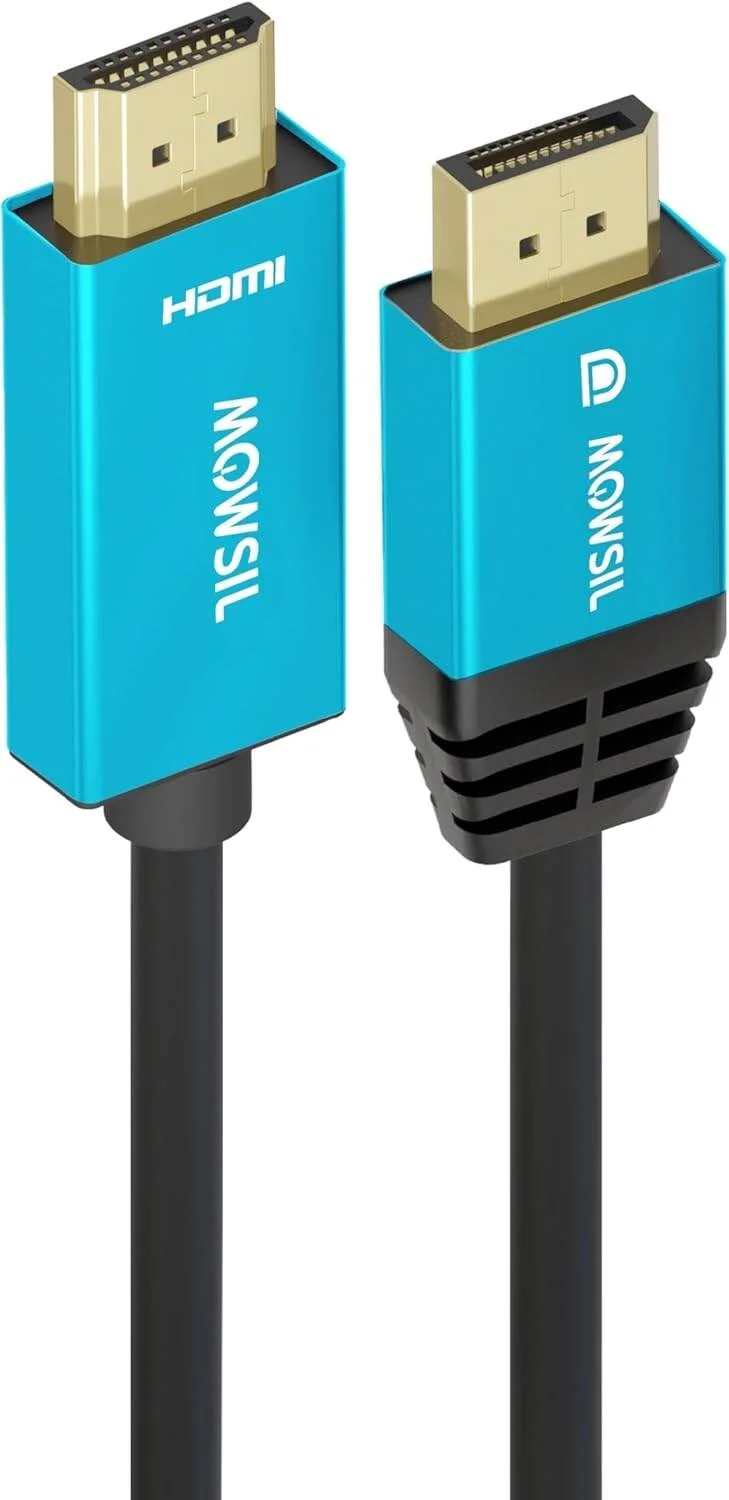 کابل تبدیل HDMI به DisplayPort موسیل، 4K@60Hz، طول 3 متر، کابل HDMI نر به DP نر، پشتیبانی از 1080p/3D/4K، روکش طلا، سر آلومینیومی، مس خالص، طول کابل 3 متر، مشکی/آبی | MOHD03