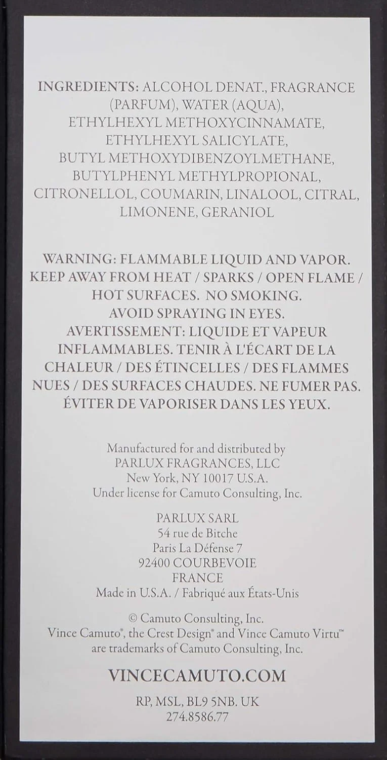 ادکلن مردانه وینس کاموتو ویرتو، 50 میلی لیتر