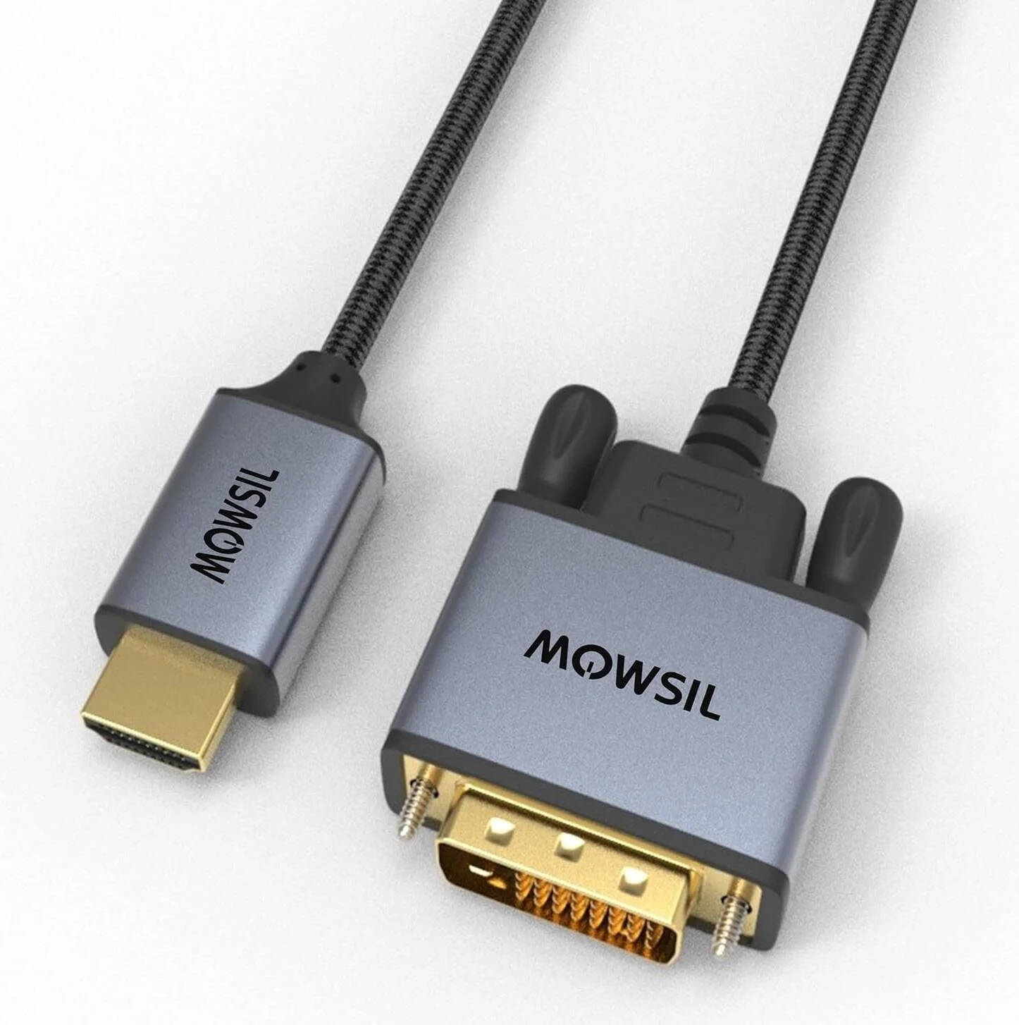 کابل HDMI به DVI-D موسیل 2 متری، کابل HDMI به DVI-D، فول اچ دی 1920x1080@60Hz، کانکتورهای روکش طلا، بدنه آلومینیومی، قطر بادوام 6 میلی متر، سازگار با رایانه های شخصی، لپ تاپ ها، مانیتورها، 2 متر، خاکستری | MODVH2