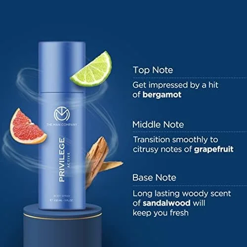 اسپری خوشبو کننده بدن مردانه پریویلیج اکتیو دِ مَن کمپانی | اسپری بدن ممتاز | رایحه ماندگار | دئو مناسب برای استفاده روزمره | هدیه برای همسر، دوست پسر - 150 میلی لیتر