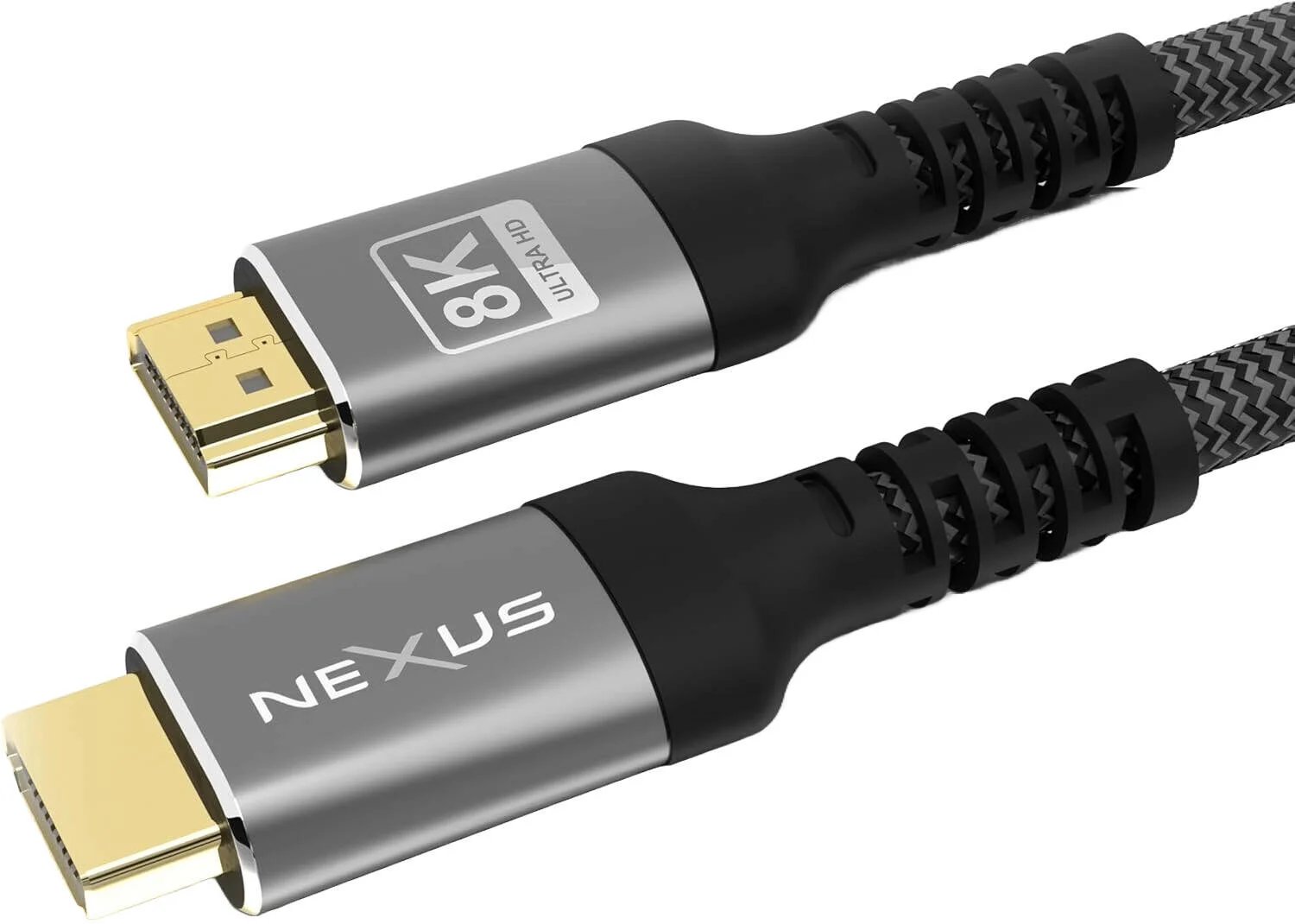 کابل HDMI به HDMI نکسوس، انتقال فوق‌العاده سریع 48 گیگابیت بر ثانیه، پشتیبانی از رزولوشن 8K@60Hz، کانکتور با روکش نیکل، سیم بافته شده نایلونی، طول کابل 1 متر، مشکی | HD001-1m