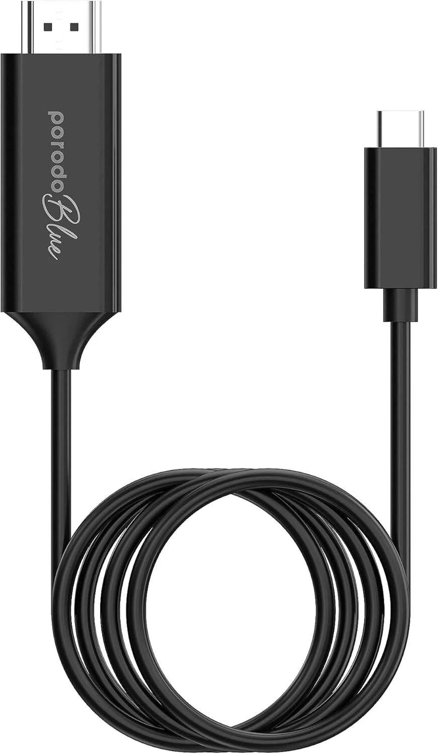کابل تبدیل Type-C به HDMI الترا اچ دی پرودو مدل Blue، طول 2 متر، 4K با نرخ 30 هرتز / 2K با نرخ 60 هرتز، مس با کیفیت بالا، انتقال سریع - مشکی