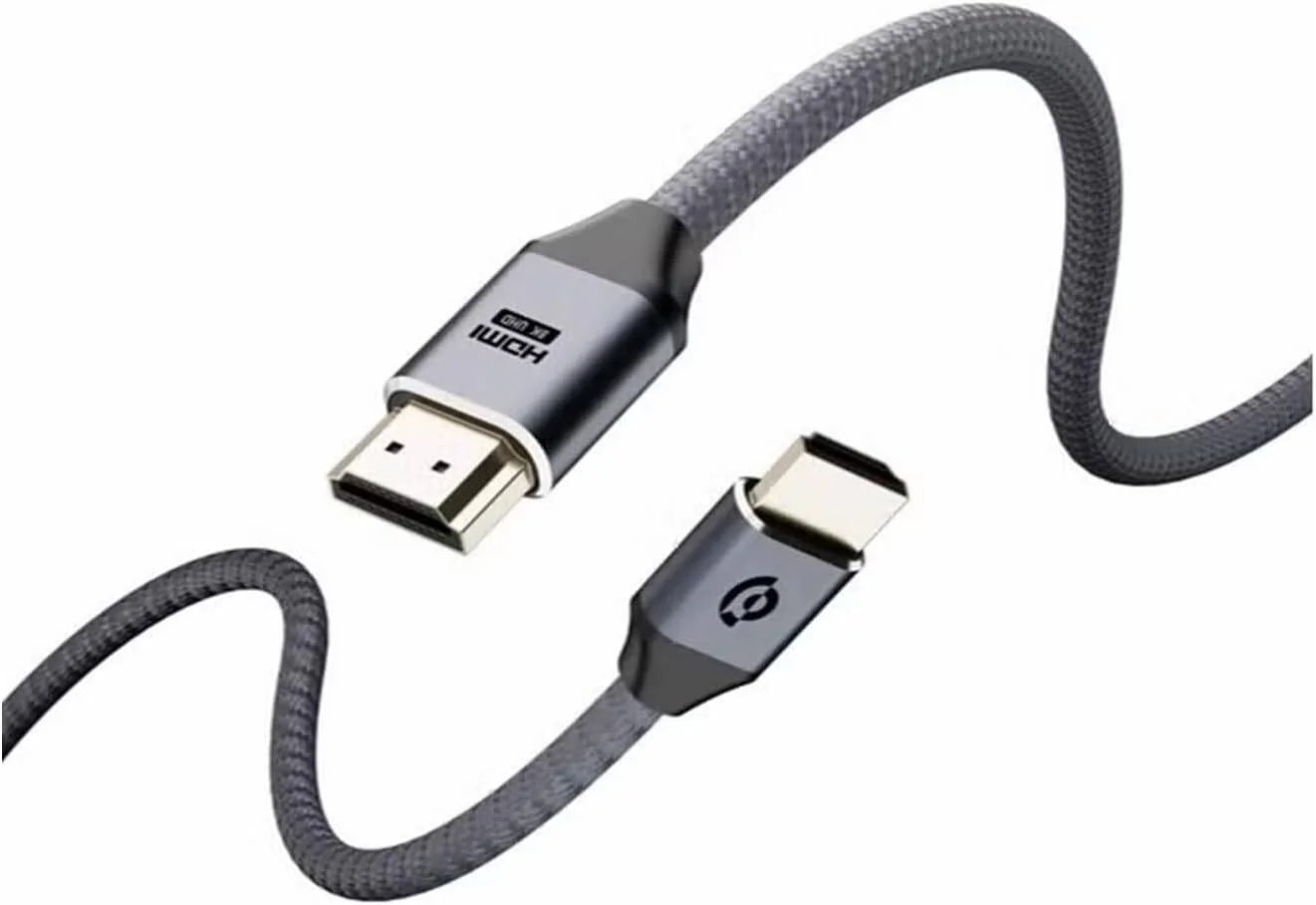 کابل HDMI بافته شده 8K پاورولوژی، 2 متری، کانکتورهای روکش طلای 24 عیار، رزولوشن 10K، دالبی اتموس، eARC، سبک وزن، پوسته آلیاژ آلومینیوم بادوام برای عملکرد برتر، خاکستری | PWHDC2M-GY