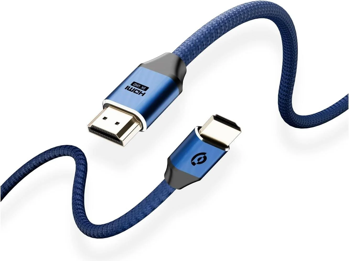 کابل بافته شده HDMI پاورولوژی 8K، طول 3 متر، دارای کانکتورهای روکش طلای 24 عیار، رزولوشن 10K، دالبی اتموس، eARC، قابل حمل و سبک، بدنه بادوام آلیاژ آلومینیوم برای عملکرد برتر، آبی تیره | PWHDC3M-DKBU