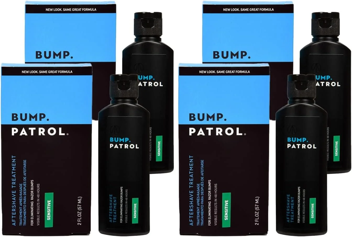 محلول پس از اصلاح صورت بamp Patrol با قدرت ملایم - محلول ملایم پس از اصلاح برای از بین بردن التهابات ناشی از تیغ و موهای زیرپوستی - بسته 4 عددی 59 میلی لیتری