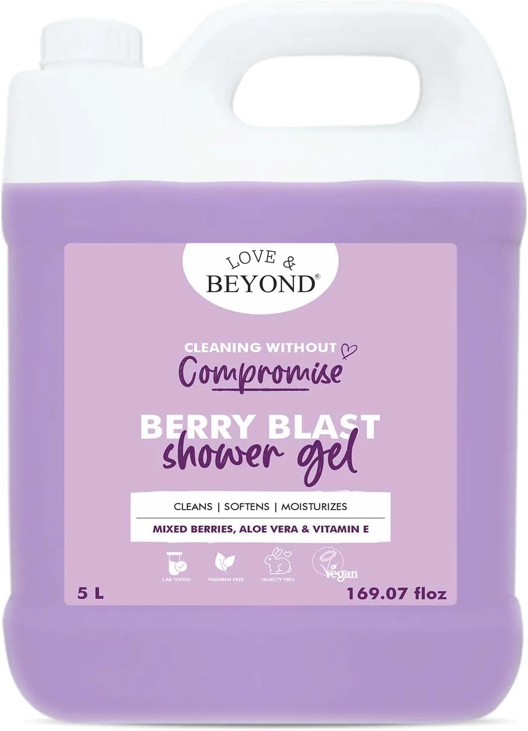 مایع شستشوی بدن با رایحه توت هارودز LOVE & BEYOND - بسته یدک 5 لیتری - صابون مایع برای شستشوی بدن - بسته یدک ژل دوش - مایع شستشوی بدن با رایحه ملایم - صابون هتلی - بسته یدک صابون مایع