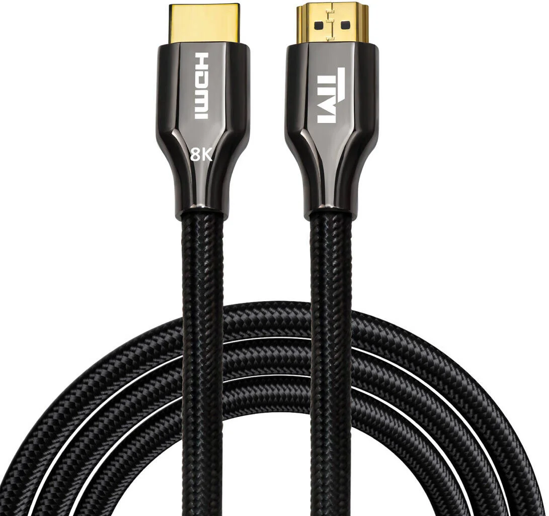 کابل HDMI 2.1 Twisted Minds، طول 3 متر، 8K@60Hz، 4K@120Hz، پهنای باند 48Gbps، نر به نر، کانکتور با روکش طلای 24K، محافظ دوگانه، رسانای مس قلع اندود، eARC، VRR، HDR+، 3D | TM-Z8KHDMI-3M