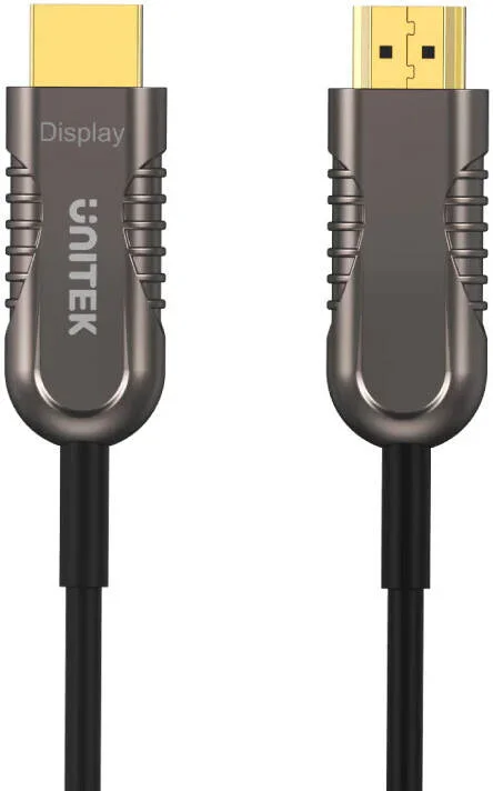 کابل فیبر نوری HDMI 4K 60Hz یونیتک، رزولوشن 4K@60Hz، پهنای باند انتقال 18 گیگابیت بر ثانیه، پشتیبانی از نمایشگر VR و 3D، سیم مسی خالص، روکش کابل PVC، طول کابل 70 متر، مشکی | Y-C1035BK