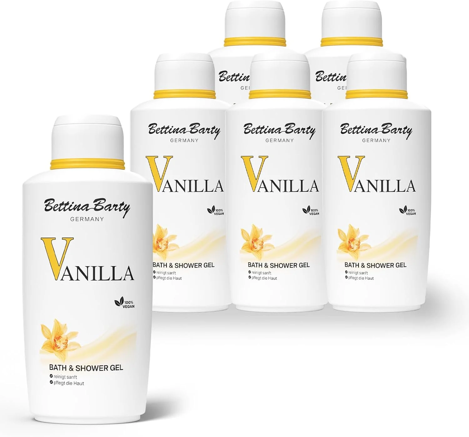 ژل حمام و دوش وانیلی بتینا بارتی 6 عدد 500 میلی لیتری - ژل دوش با رایحه وانیل - پاک کننده ملایم و مراقبت مرطوب کننده برای انواع پوست