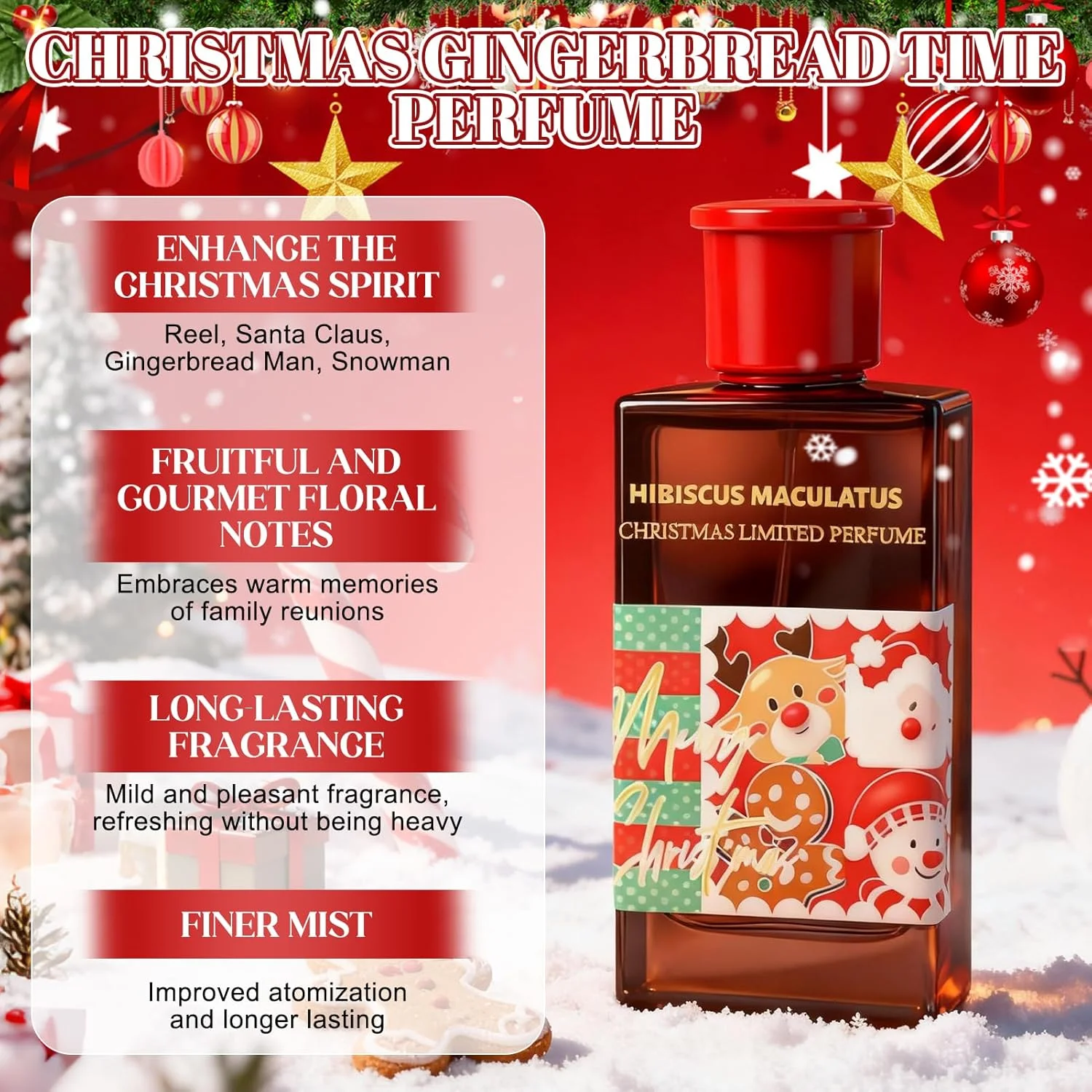 عطر زنانه کریسمس، عطر وانیلی، ادو پرفیوم زنانه، عطر با رایحه کریسمس وانیل و دارچین برای مردان و زنان، رایحه ماندگار، هدیه کریسمس، 50 میلی لیتر