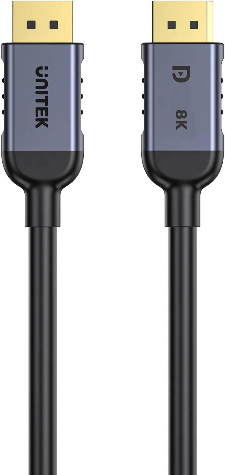 کابل DisplayPort 1.4 یونی‌تک 8K، رزولوشن حداکثر 8K@60Hz، 4K@240Hz، 2K@240Hz، پهنای باند 32.4Gbps، DSC1.2، HDR پویا، نرخ نمونه‌برداری F1536kHz، EC، طول کابل 1 متر، خاکستری فضایی | C1628GY01-1M