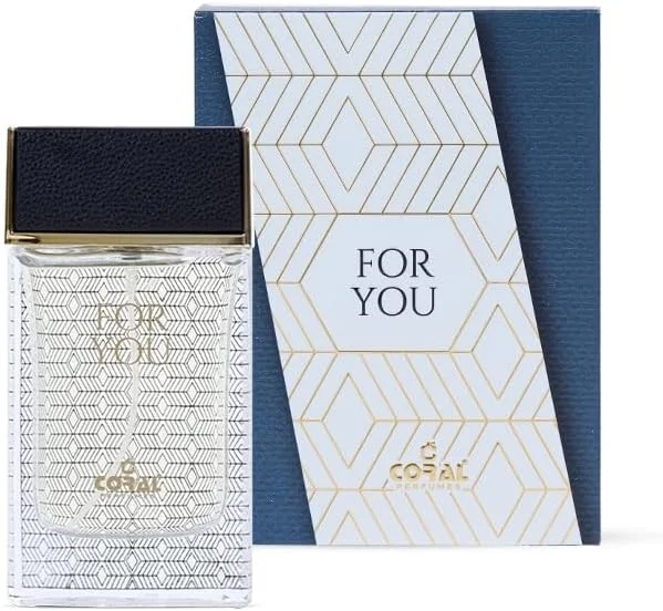 ادکلن مردانه Coral For You | رایحه لوکس ماندگار | رایحه معطر و چوبی تازه با آکوردهای مشک ادو پرفیوم - 55 میلی لیتر | ساخت دبی توسط Coral Perfumes