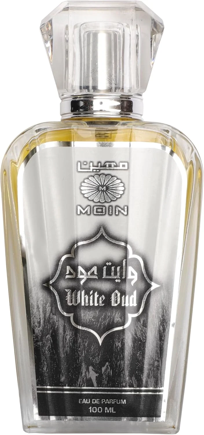 عطر معین عود سفید ۱۰۰ میلی لیتر، عطر یونیسکس برای آقایان و بانوان، رایحه شرقی ماندگار، رایحه ای ظریف با نت های رز، عسل و مشک، ادو پرفیوم ممتاز، مناسب استفاده روزانه و شب