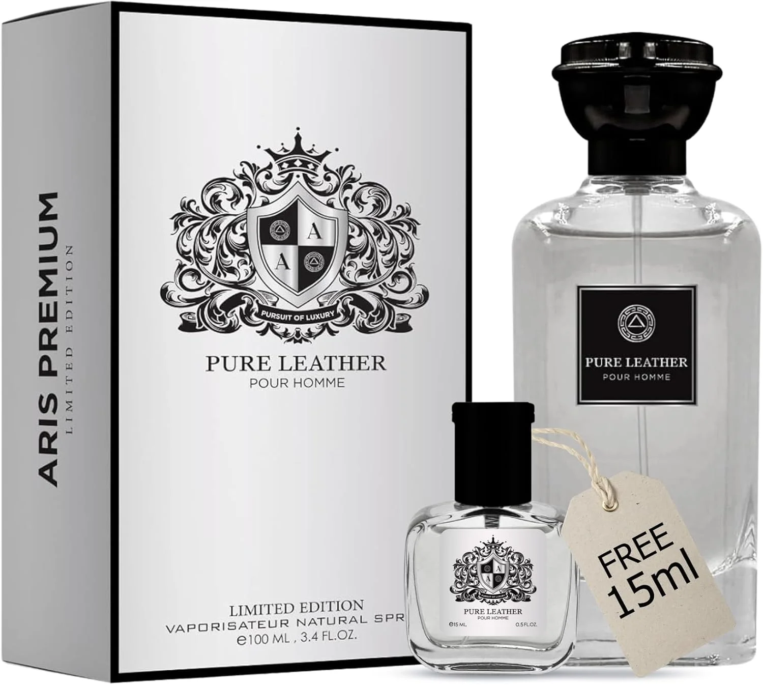 عطر مردانه چرم خالص ممتاز از آریس - ادو پرفیوم نسخه محدود برای مردان - رایحه ای ماندگار، جسورانه و مردانه - اسپری عطر 100 میلی لیتری همراه با نمونه 15 میلی لیتری اضافی (رایحه تصادفی)