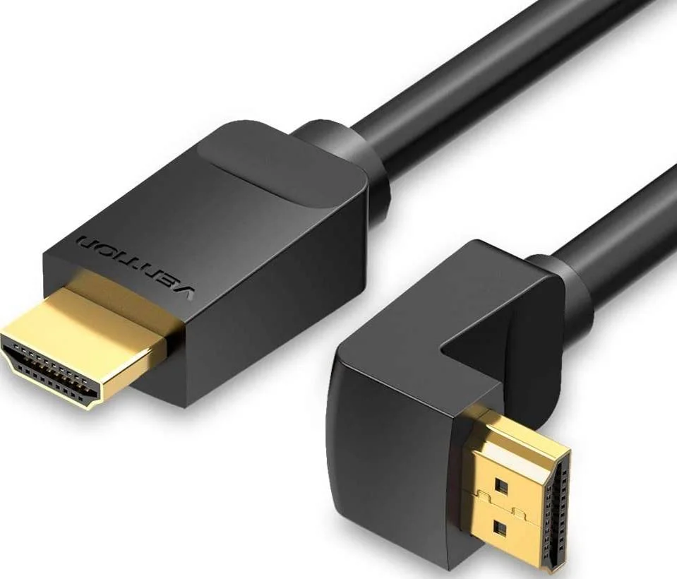 کابل HDMI 2.0 با زاویه راست 270 درجه Vention، پشتیبانی از رزولوشن تا 4K @ 60Hz، کانکتور با روکش طلا، رسانای مسی قلع اندود، فویل آلومینیومی + محافظ توری، روکش PVC، طول 3 متر، مشکی | AAQBI