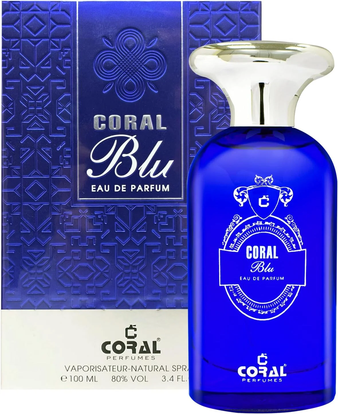 ادکلن مردانه کورال بلو - 100 میلی لیتر | ادو پرفیوم | رایحه مردانه تازه و شیک | رایحه آروماتیک ماندگار با نت های دریایی، مرکباتی و چوبی