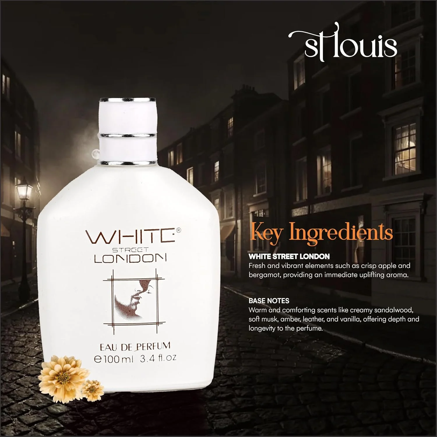ادکلن مردانه سنت لوییس وایت استریت لاندن فرش ادو دی لیکوئید پرفیوم | 100 میلی لیتر | ماندگاری طولانی | عطر مناسب تمام فصول | هدیه ای ایده آل برای تولد، سالگرد و مناسبت های خاص