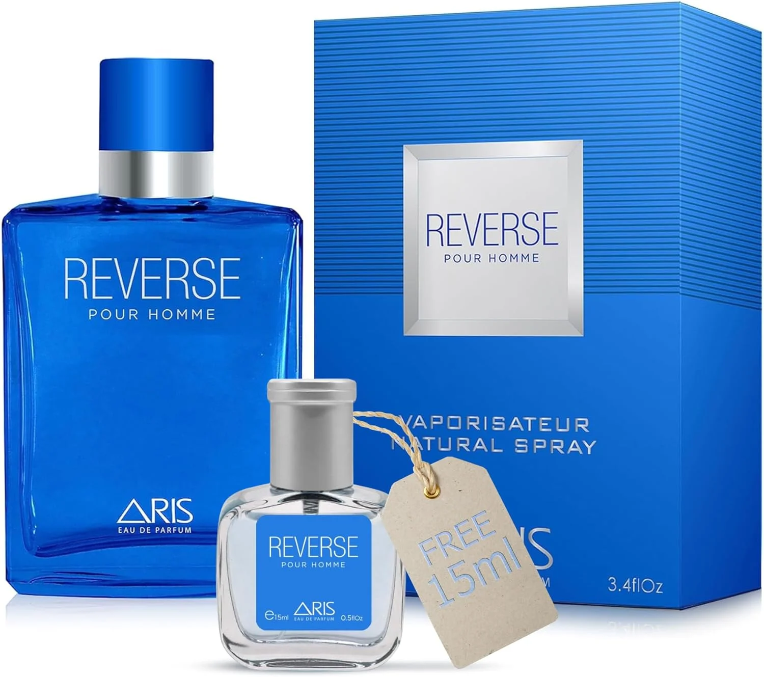 ادکلن مردانه روِرس بای آریس - رایحه مردانه ماندگار و قوی - اسپری ادکلن ۱۰۰ میلی لیتری برای مردان بلندپرواز - همراه با نمونه ۱۵ میلی لیتری اضافی (رایحه تصادفی)