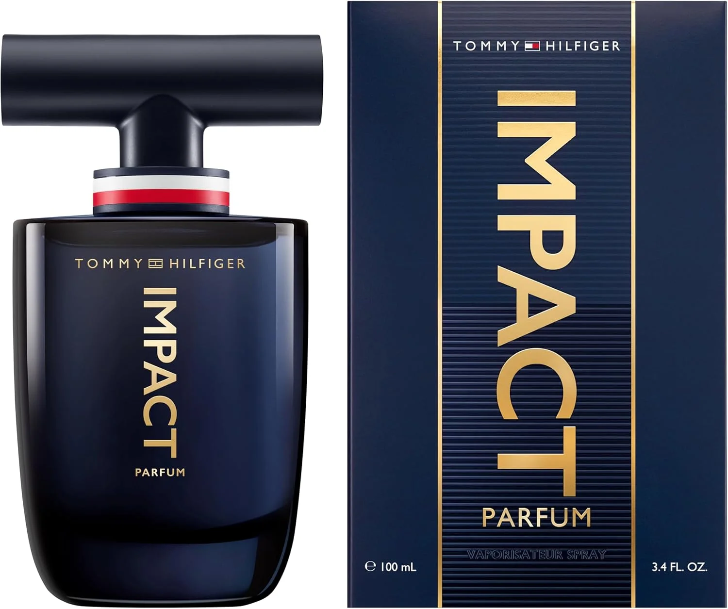 ادکلن مردانه تامی هیلفیگر تامی ایمپکت ۱۰۰ میلی لیتر - عطر مردانه - رایحه چوبی کهربایی - نت های چوبی و عنبر - بطری شیشه ای آبی تیره