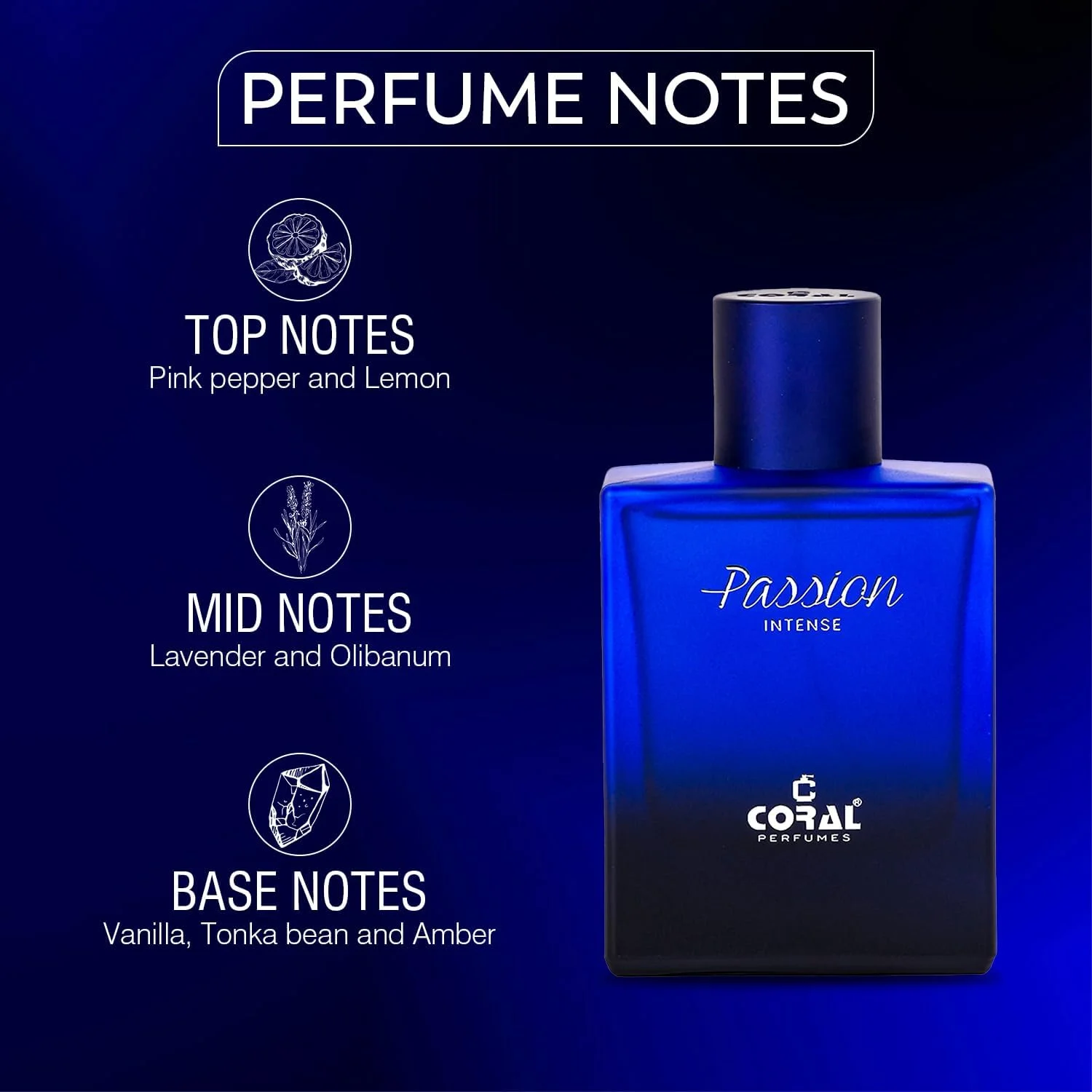 عطر مردانه کورال پشن اینتنس - 100 میلی لیتر | ادو پرفیوم مردانه | رایحه کهربایی معطر ماندگار با نت های تند و چوبی | عطر لوکس ساخت دبی