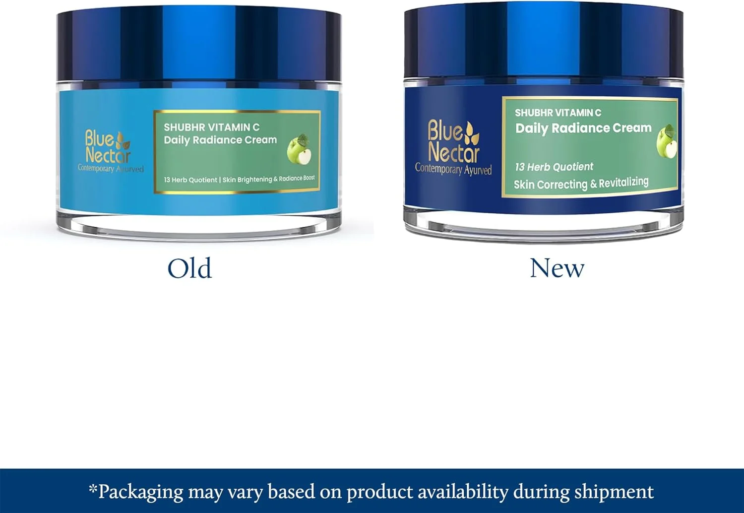 کرم صورت ویتامین C طبیعی بلو نکتار برای پوست درخشان، کرم رفع لک تیره برای زنان با سیب سبز و روغن بادام (13 گیاه، 50 گرم)