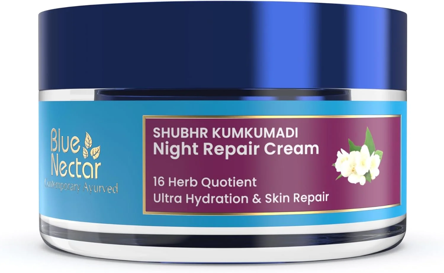 کرم شب کومکومادی بلو نکتار برای زنان، کرم شب روشن کننده پوست بر پایه گیاهی برای پوست های چرب، خشک و مختلط (16 گیاه 15 گرم)